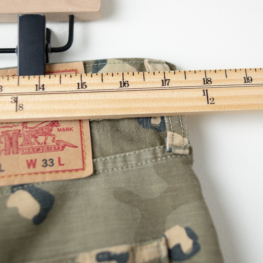 Levi's Lo-Ball Camo Slim Jeans Pants Mens 33 Green Distressed Ripped Camouflage - Picture 8 of 12